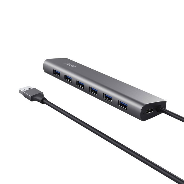 Trust Halyx Hub USB 3.2 Gen1 con 7 puertos USB-A y 1 puerto USB-C, Gris Trust Halyx Hub USB 3.2 Gen1 con 7 puertos USB-A y 1 puerto USB-C, Gris